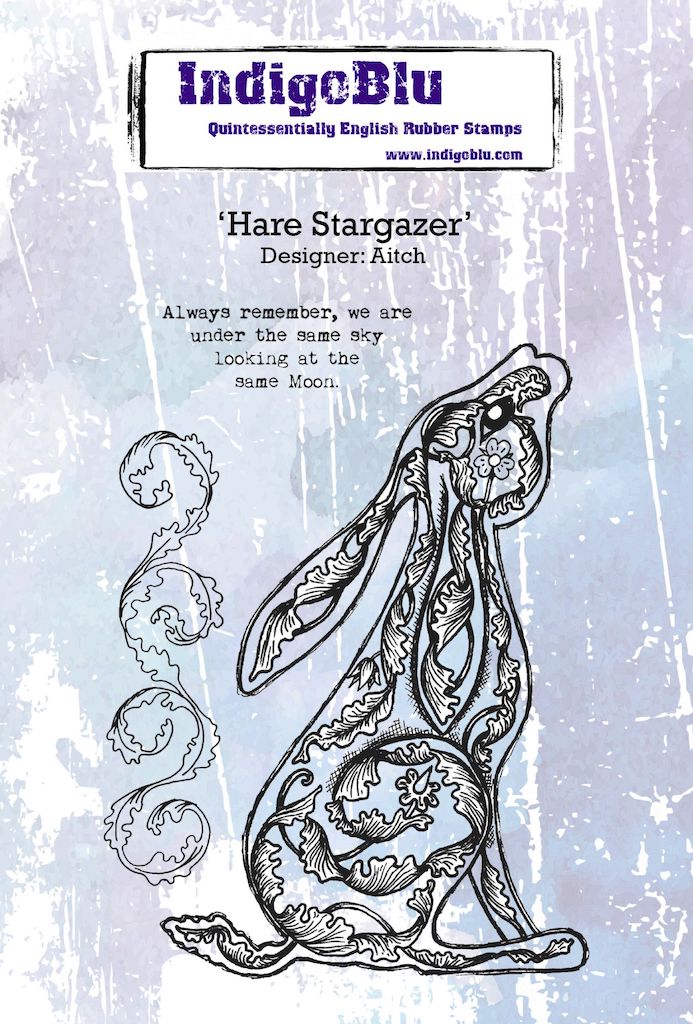 Hare Stargazer A6 Red Rubber Stamp